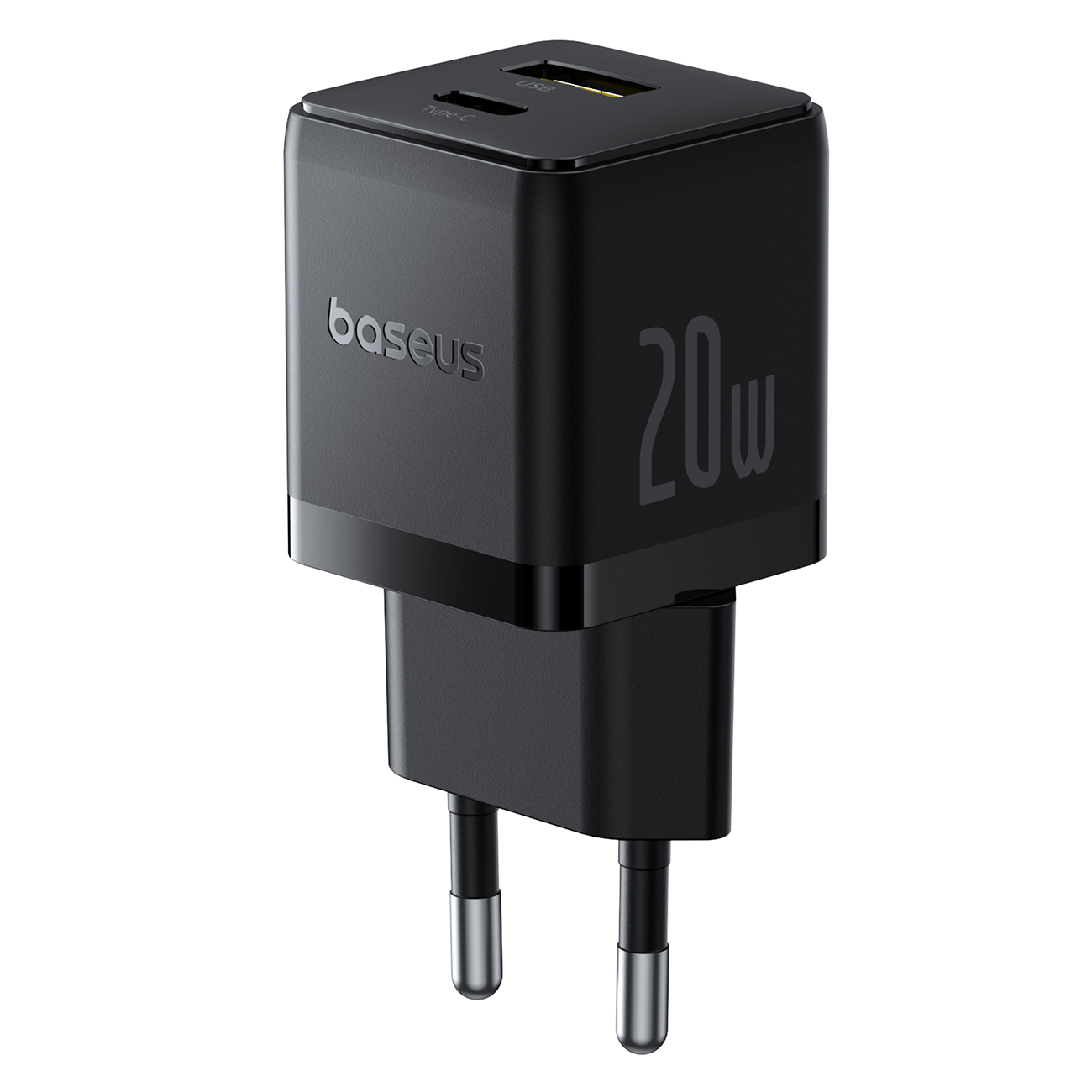 Baseus Palm 20W USB-C USB-A sieninis įkroviklis - juodas