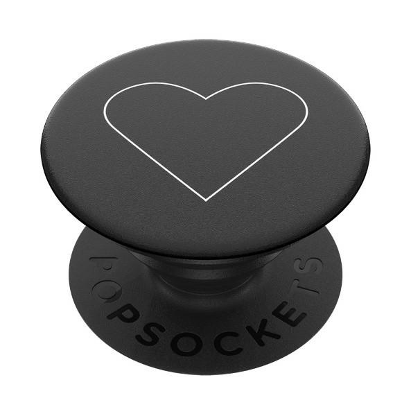 Popsockets 2 baltos širdies juodas laikiklis ir telefono stovas