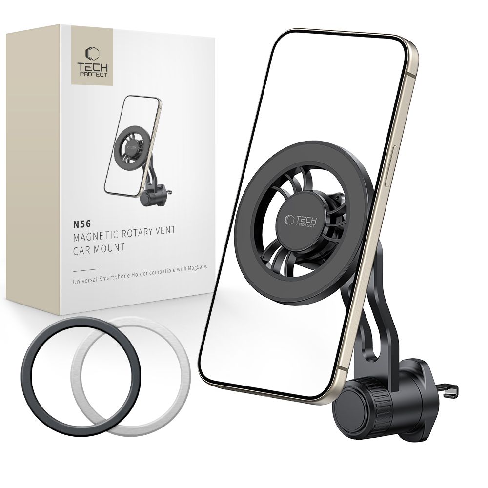 Tech-Protect N56 MagSafe magnetinis automobilinis oro angos laikiklis - juodas