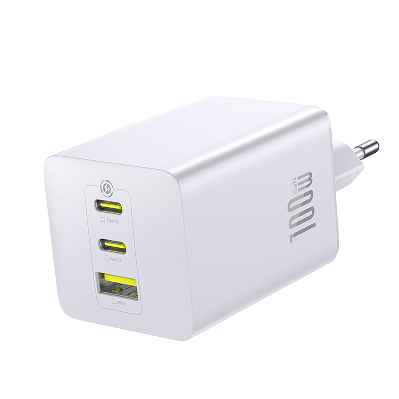 Baseus EnerFill FE11 2 x USB-C / USB-A 100W sieninis įkroviklis - baltas