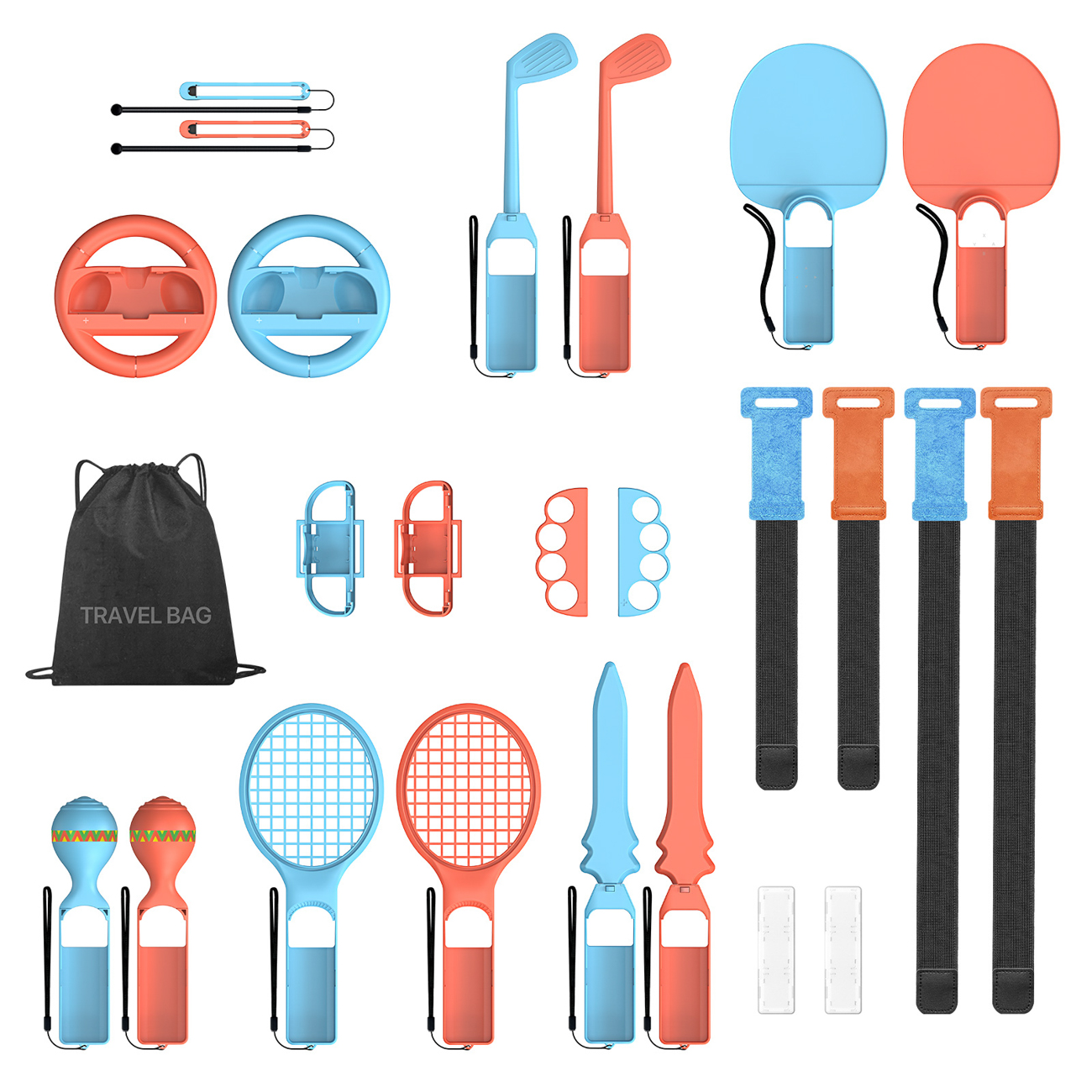 Dux Ducis 25-in-1 Nintendo Switch 2 sporto žaidimų priedų rinkinys su krepšiu - Įvairių spalvų