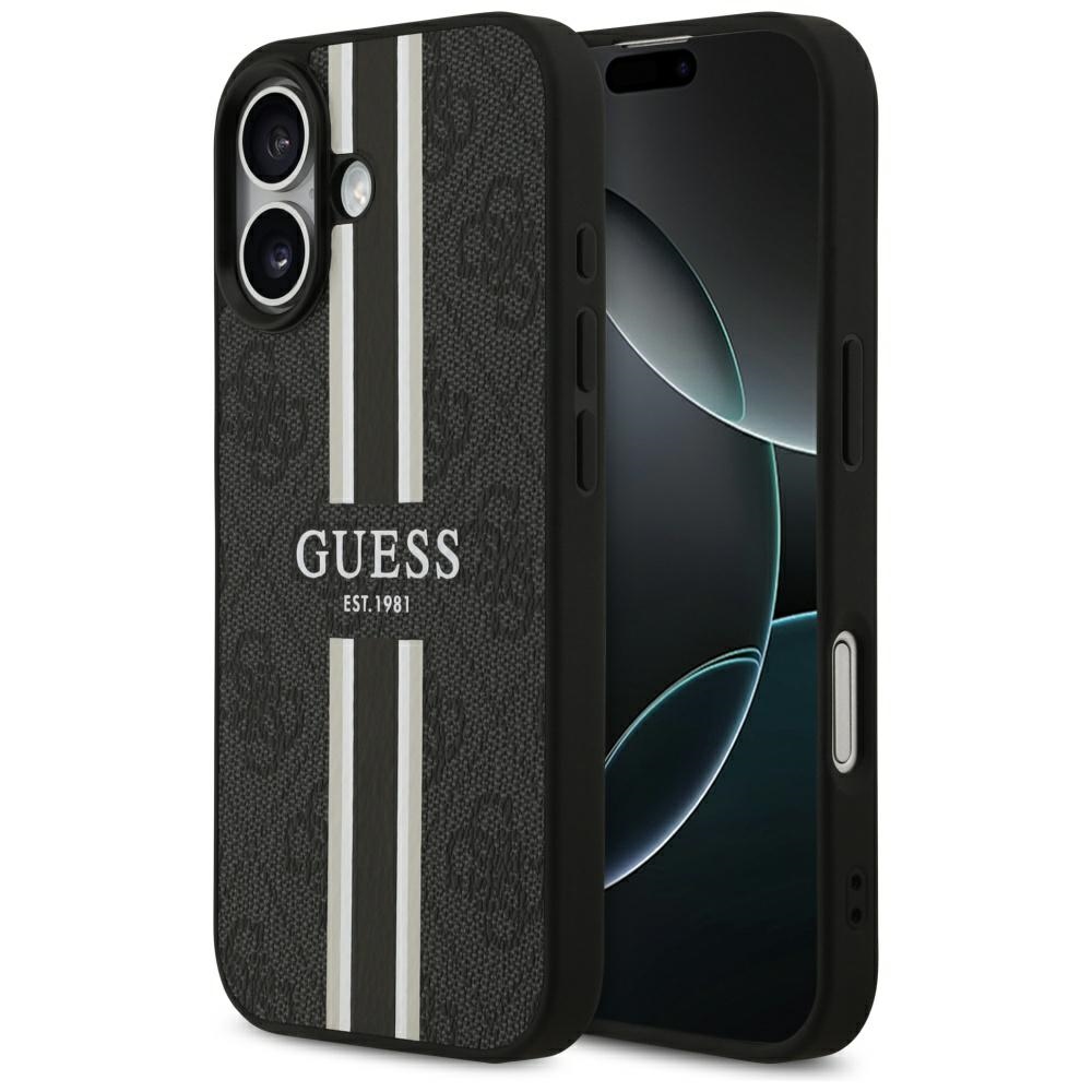 "Guess 4G Printed Stripes MagSafe" dėklas iPhone 17 - juodas