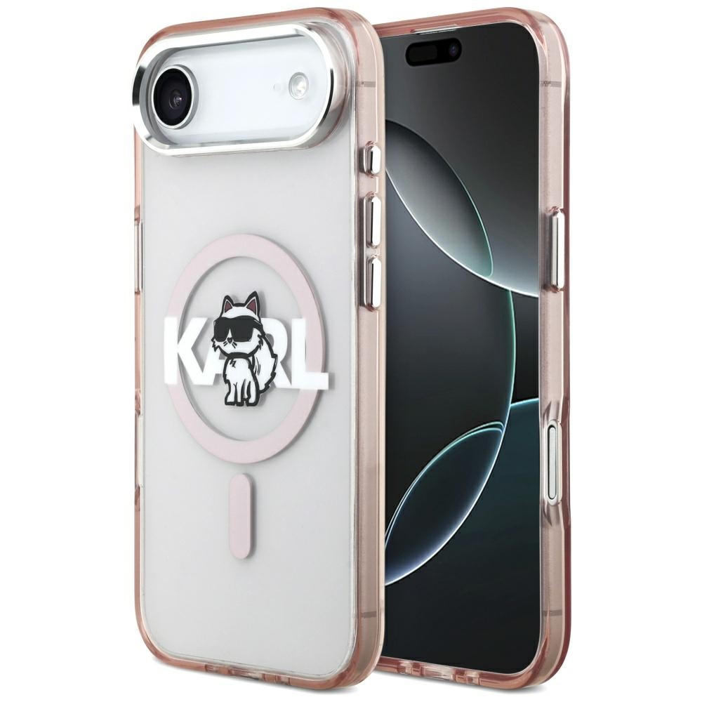 Karl Lagerfeld IML Choupette Sketch Logo MagSafe dėklas telefonui iPhone 17 Air - rožinė