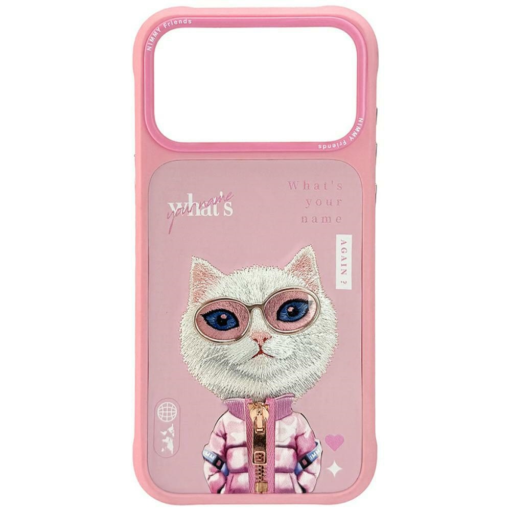 Nimmy Cool&Cute 2.0 Katės dėklas telefonui iPhone 17 Pro Max - rožinis