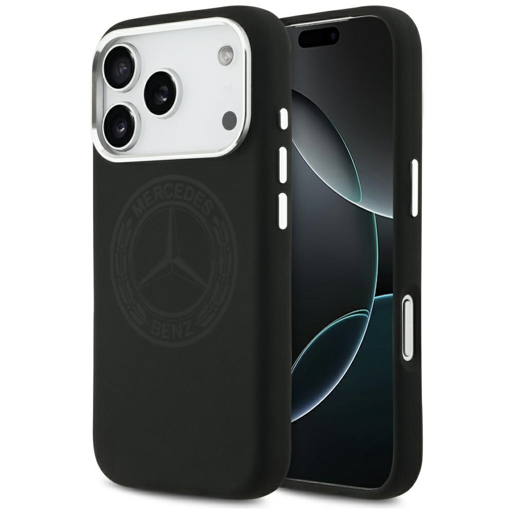 Mercedes silikoninis Vintage Logo MagSafe dėklas iPhone 17 Pro – juodas