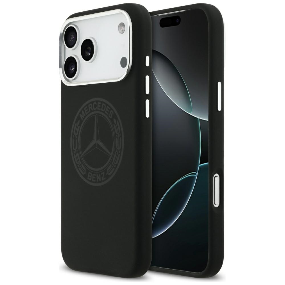 Mercedes silikoninis Vintage Logo MagSafe dėklas iPhone 17 Pro Max – juodas