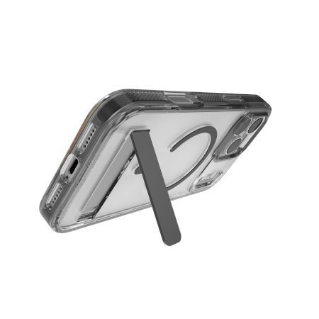 ZAGG Santa Cruz Snap KS Magnetinis dėklas telefonui su stovu iPhone 17 Pro Max – skaidrus ir juodas