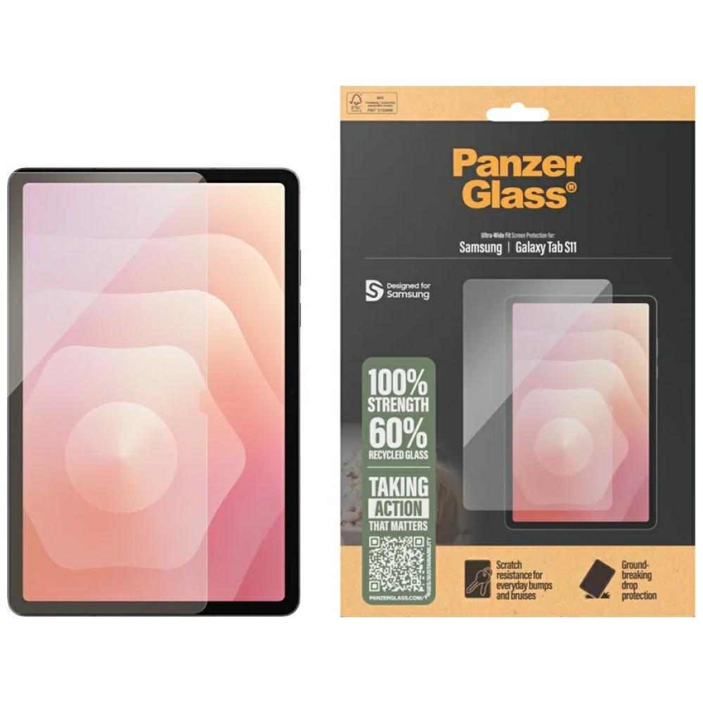 PanzerGlass Ultra-Wide Fit grūdintas apsauginis stiklas Samsung Galaxy Tab S11 – skaidrus