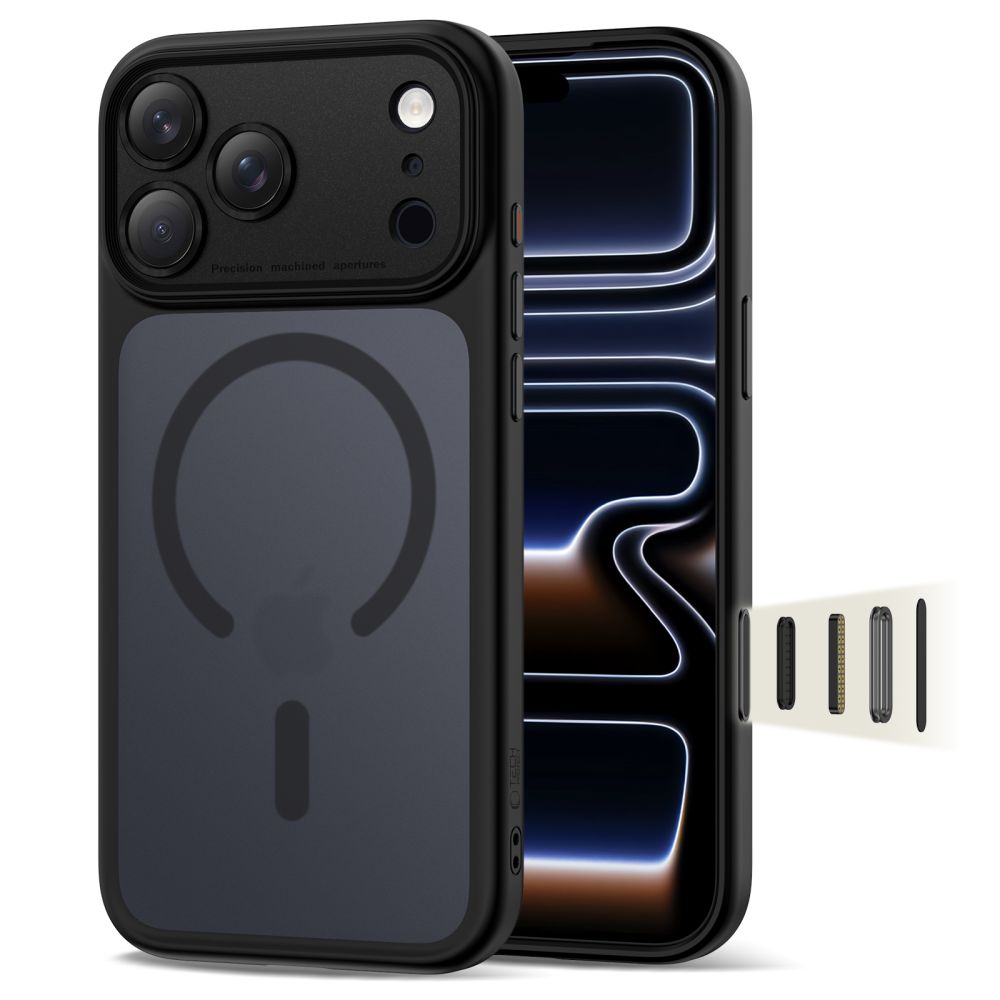 Tech-Protect Magpeak MagSafe CC dėklas telefonui iPhone 17 Pro Max - matinės juodos spalvos