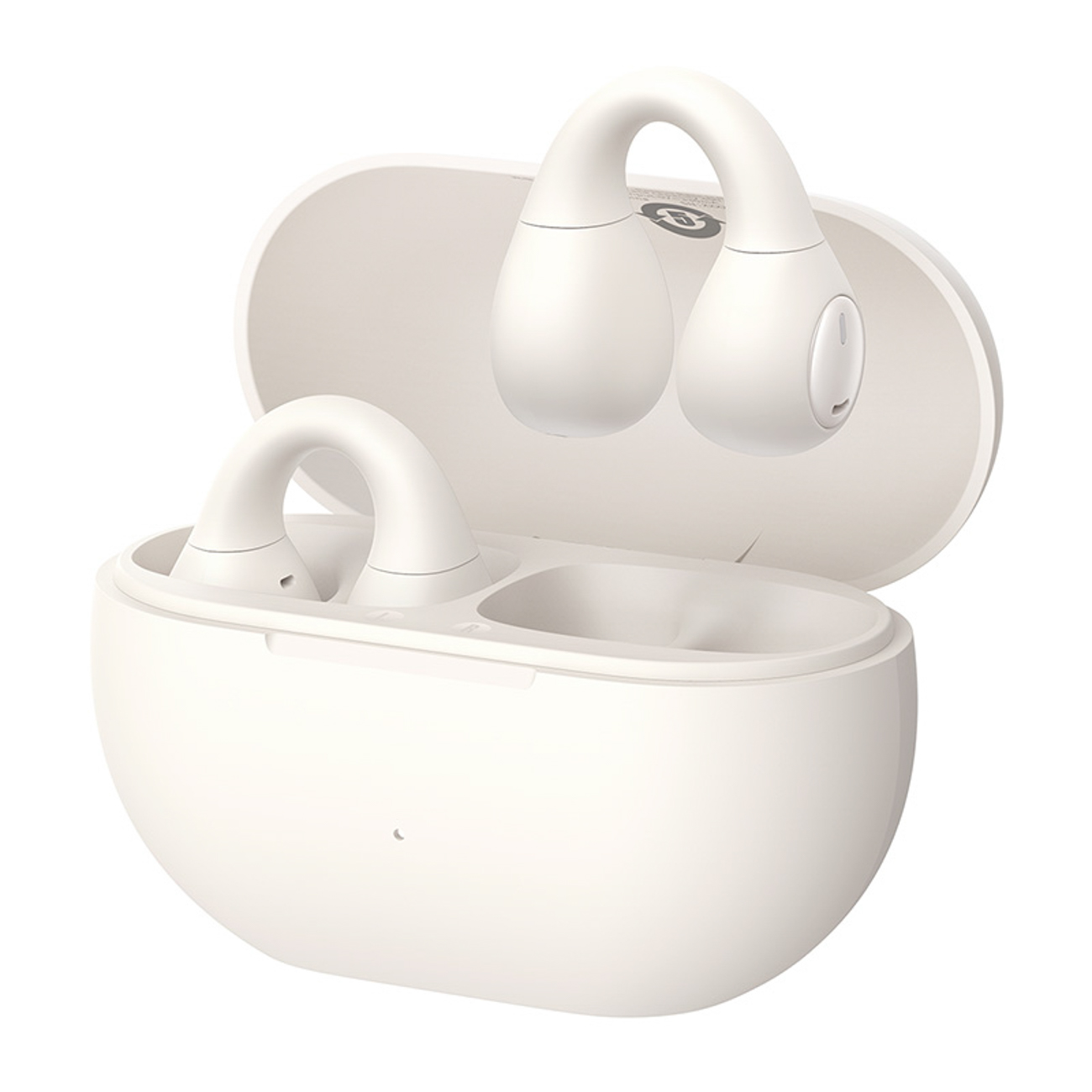 Baseus Bass 15 Clip OWS belaidės ausinės su Baseus Simple USB-C 3A 30cm laidu - baltos