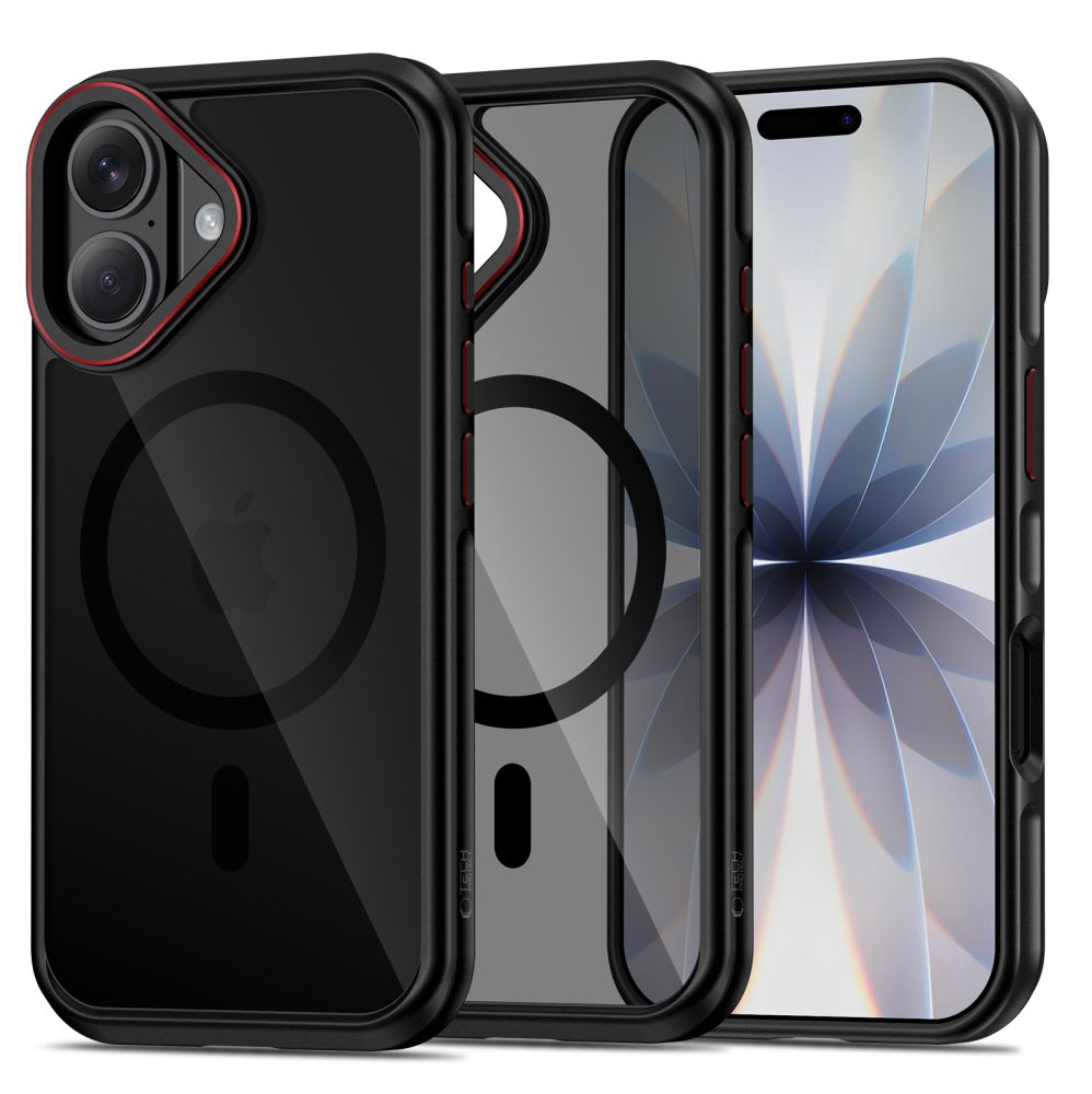 Tech-Protect MagHybrid MagSafe dėklas iPhone 17 juodas ir raudonas