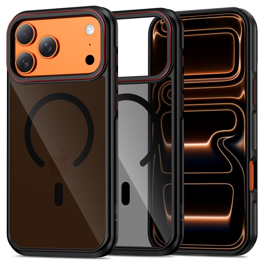 Tech-Protect MagHybrid MagSafe dėklas iPhone 17 Pro juodas ir raudonas