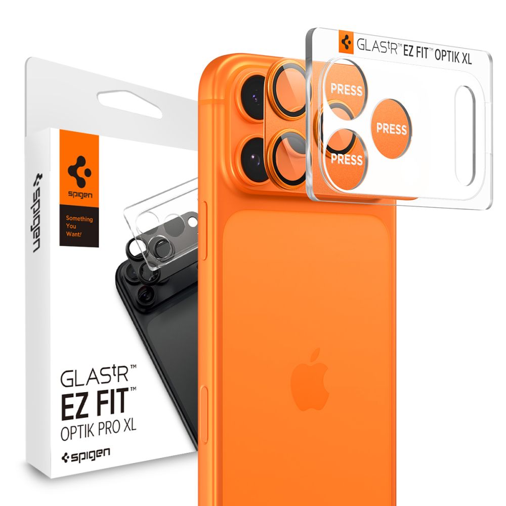 Spigen Optik Pro XL kameros objektyvo stiklas iPhone 17 Pro - Oranzinis