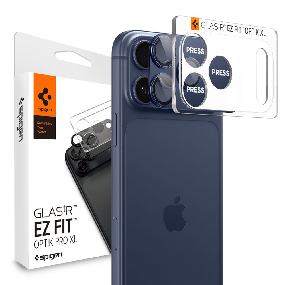 Spigen Optik Pro XL kameros objektyvo stiklas iPhone 17 Pro Max - Tamsiai melynas
