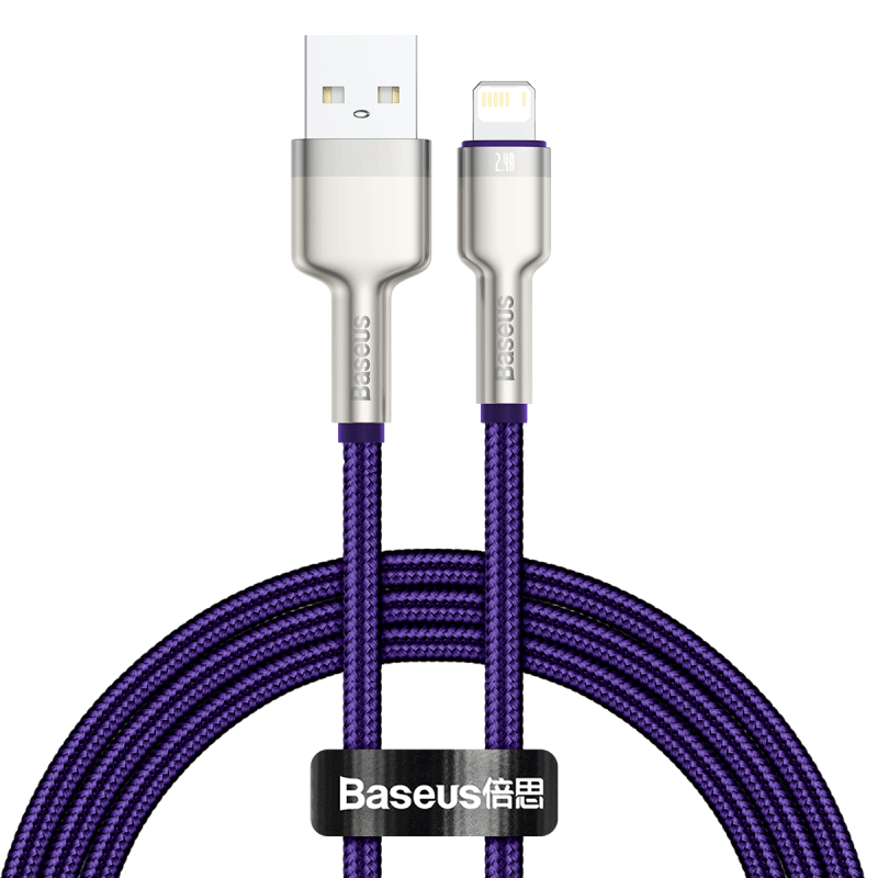 USB laidas "Lightning Baseus Cafule", 2,4 A, 1 m (violetinis)
