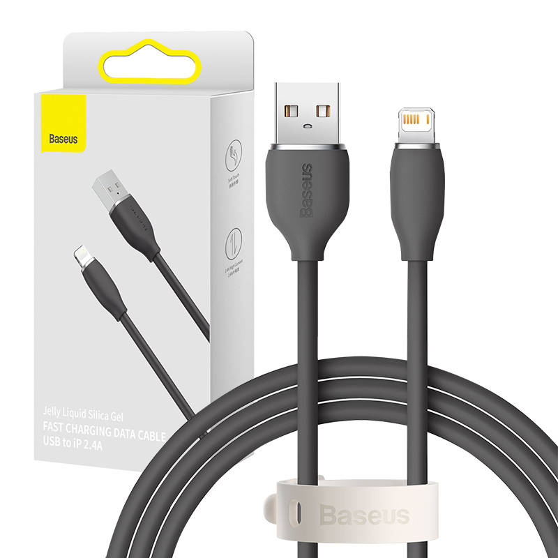 Baseus Jelly kabelis USB į Lightning, 2,4A, 1,2m (juodas)