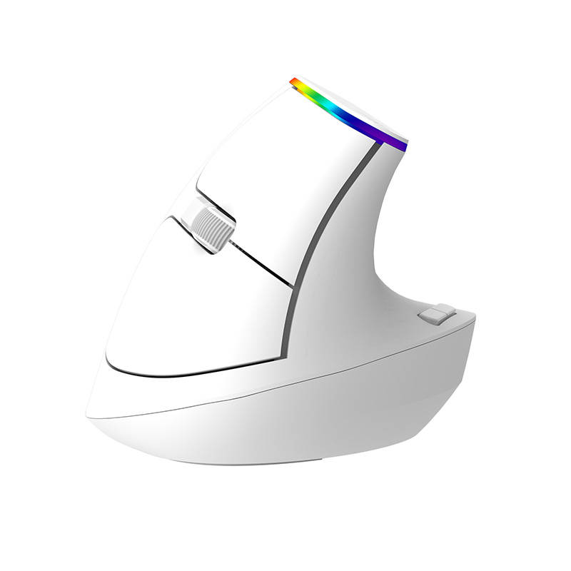 Belaidė vertikali pelė Delux M618C 2.4G 1600DPI RGB (balta)