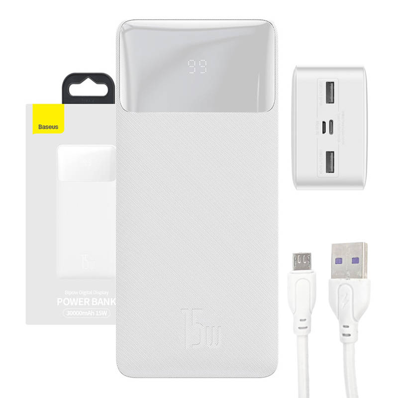 Powerbankas Baseus Bipow 30000mAh, 15W (baltas)