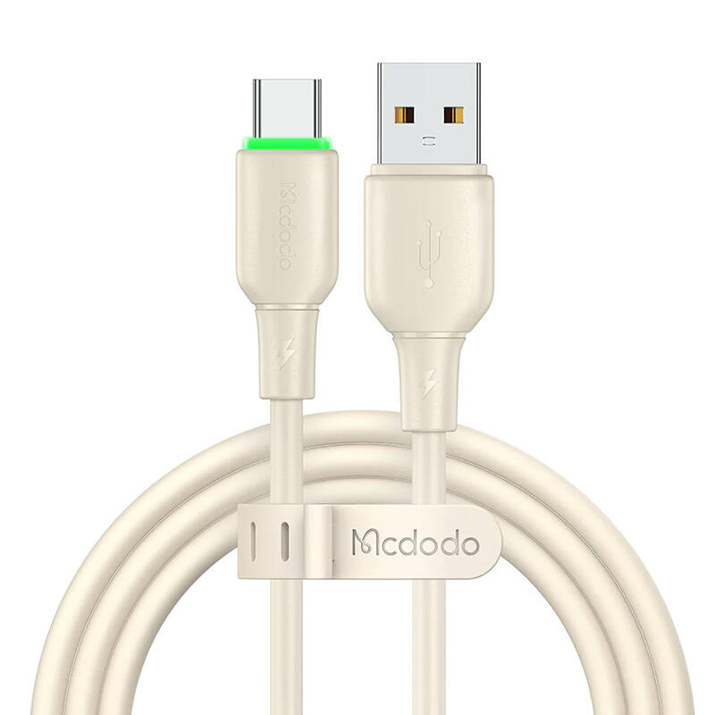 USB į USB-C kabelis Mcdodo CA-4750 su LED šviesa 1.2m (smėlio spalvos)