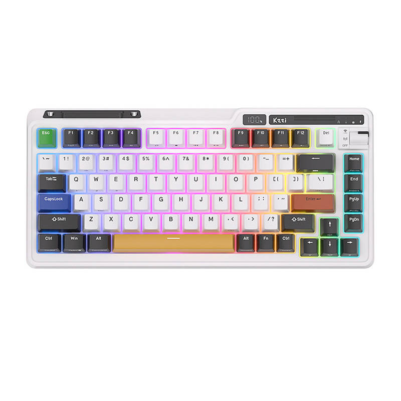 Royal Kludge KZZI K75 pro RGB belaidė mechaninė klaviatūra, Moment jungiklis (juoda ir balta) (QWERTY)