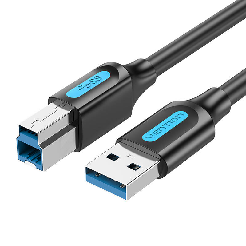 USB 3.0 A-B spausdinimo kabelis Vention COOBI 2A 3 m juodas PVC