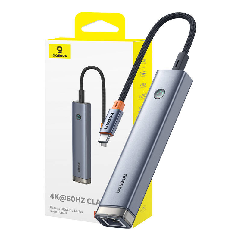 5 prievadų HUB AIR Baseus UltraJoy Series Type-C - HDMI, USB3.0x2, PD, RJ45 (pilkas)