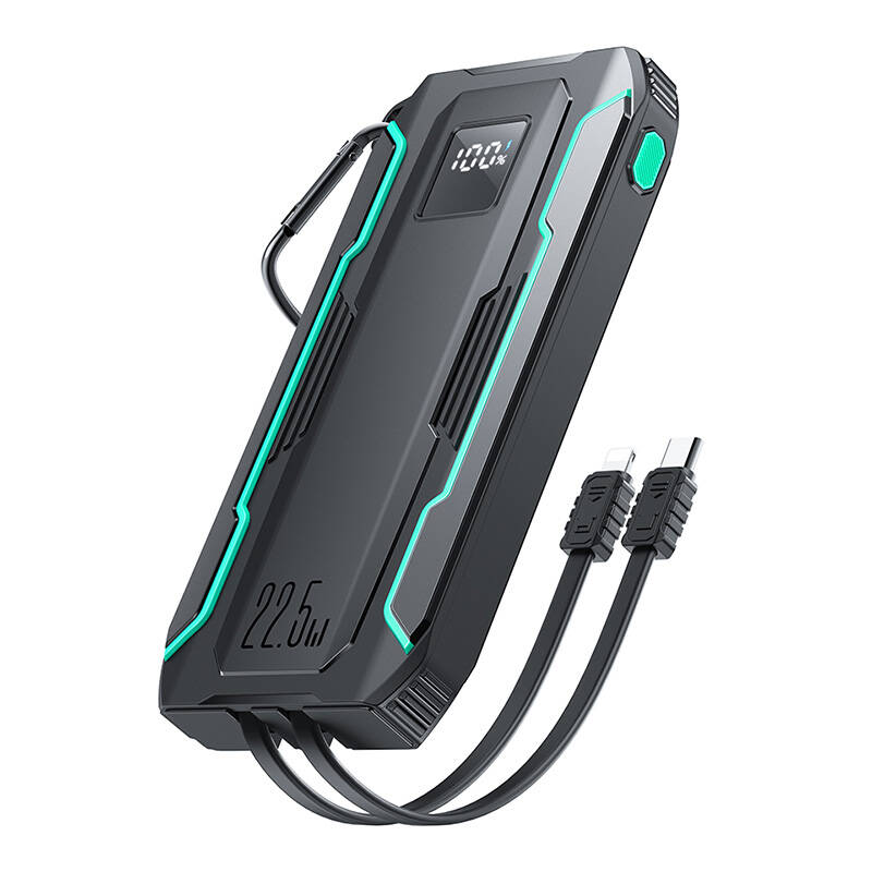 "Powerbank Joyroom JR-L017" 10000 mAh, 22,5 W, su "Lightning" + USB-C kabeliu (juodas)