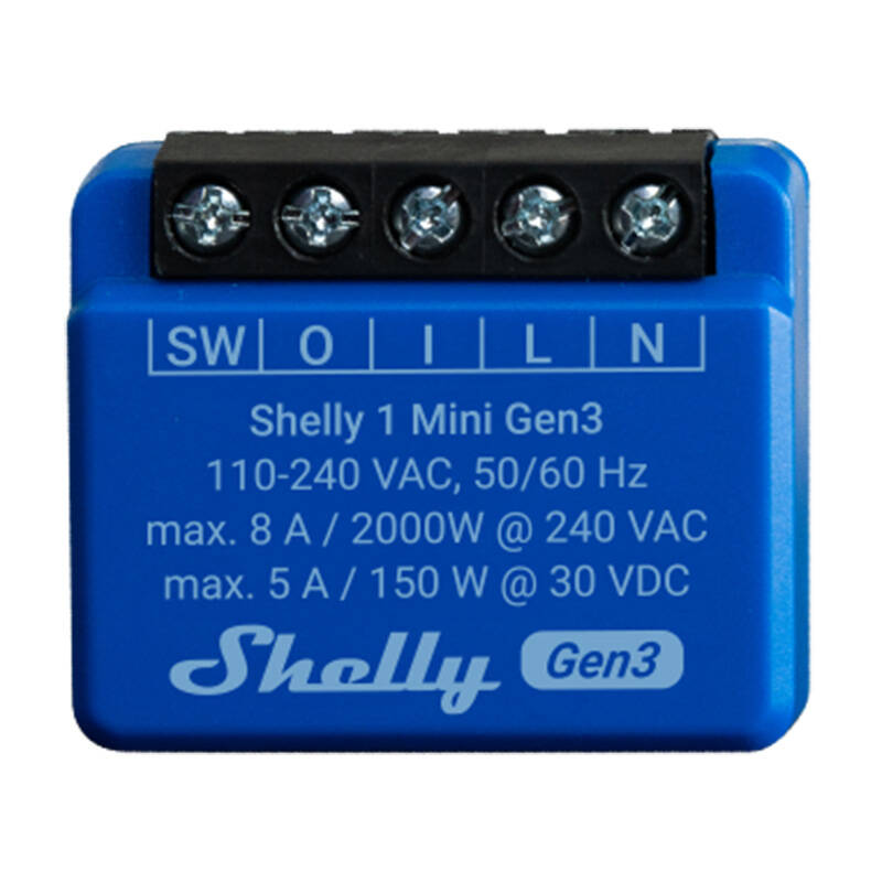 Shelly 1 Mini Gen3 valdiklis, WiFi/Bluetooth