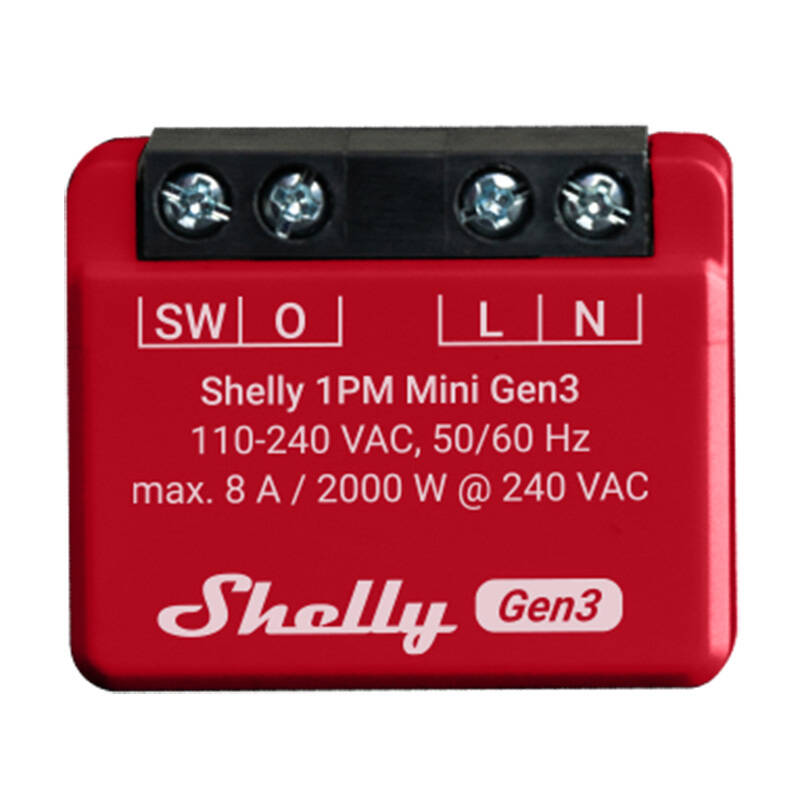 Shelly 1PM Mini Gen3 valdiklis, WiFi/Bluetooth