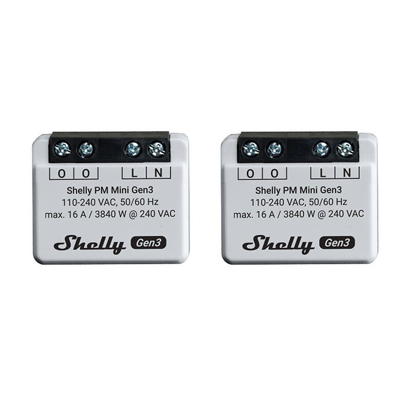 Shelly PM Mini Gen3 2 valdiklių rinkinys, WiFi/Bluetooth