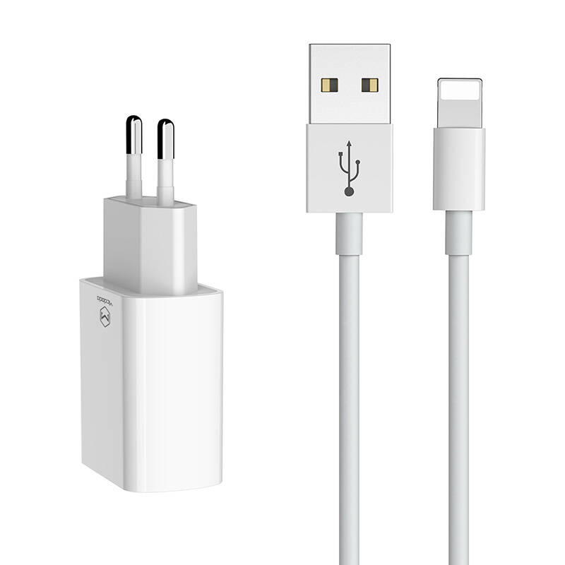 Dvigubas USB įkroviklis Mcdodo CH-6720 (EU) Lightning 1m kelioninis rinkinys (baltas)