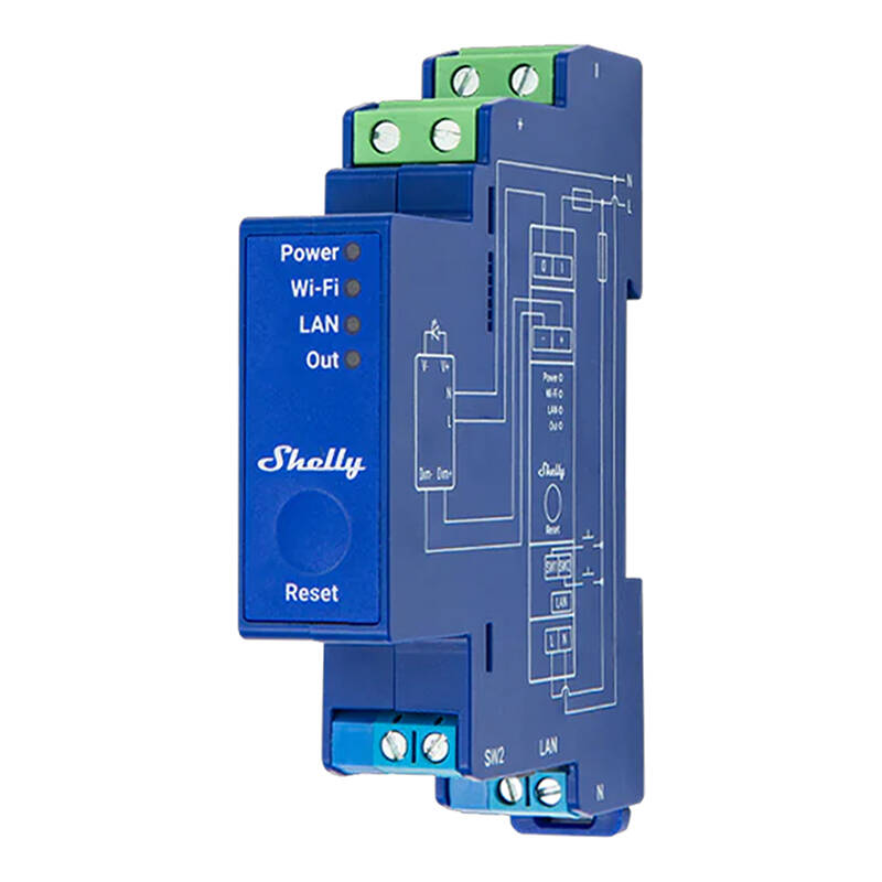 Shelly Pro Dimmer 0/1-10V PM apšvietimo valdiklis, WiFi/Bluetooth