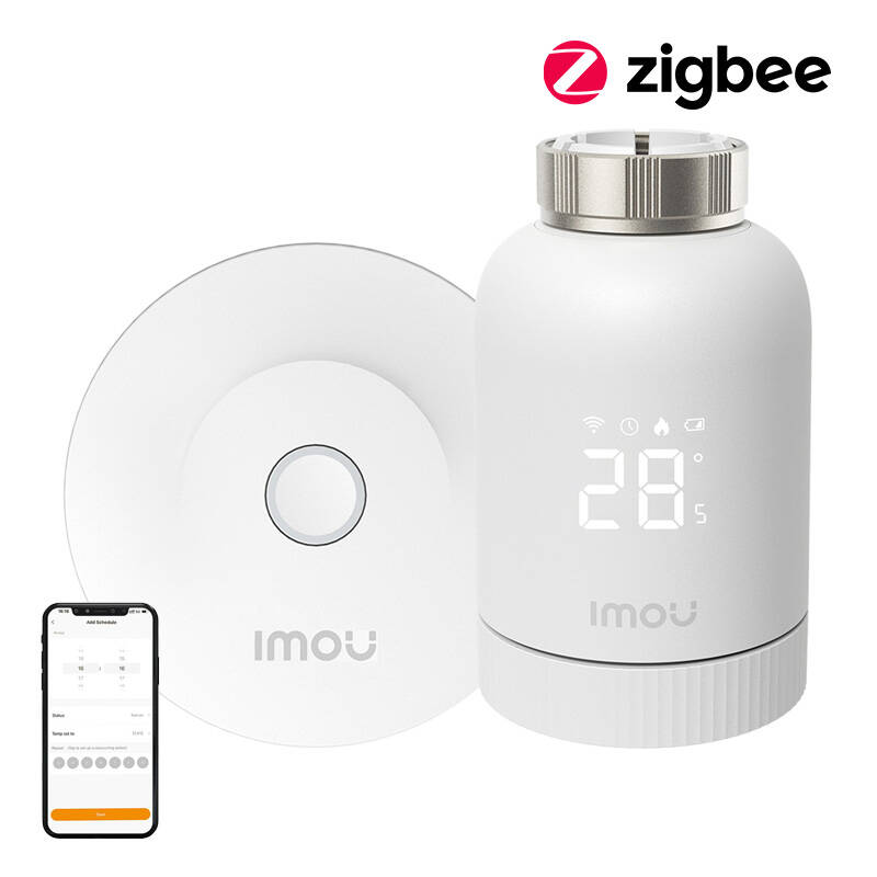 ZigBee termostatinės galvutės rinkinys IMOU KIT-TRV1-EU-2 su 6 adapteriais ir šliuzu
