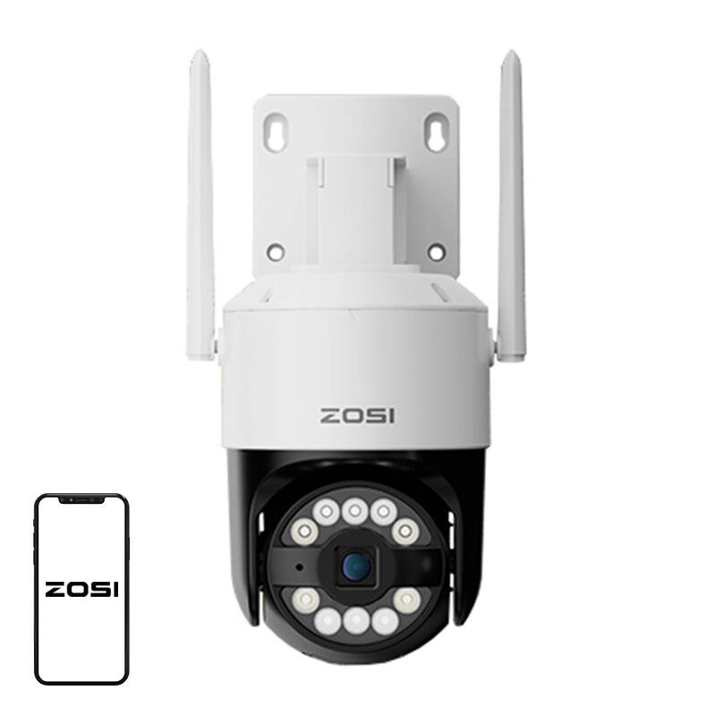 ZOSI C296 WiFi 8MP dviguba Pan Tilt IP66 lauko kamera + 32GB microSD kortelė