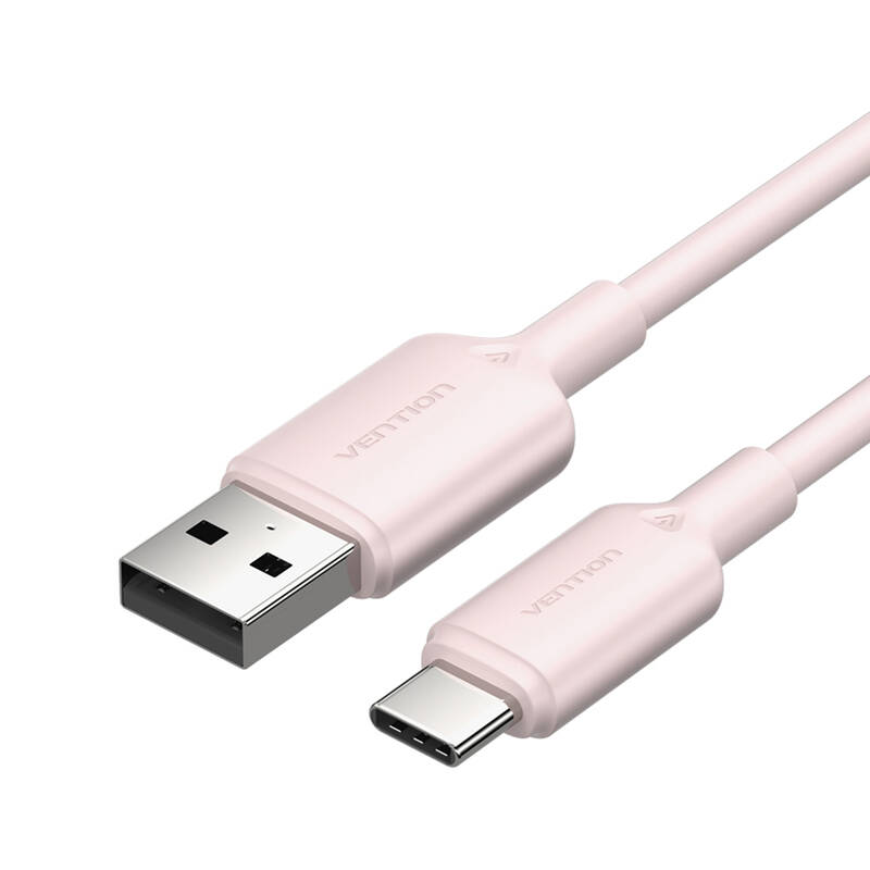 USB 2.0 A į USB-C 3A kabelis Vention CTQPH 2M (rožinis)