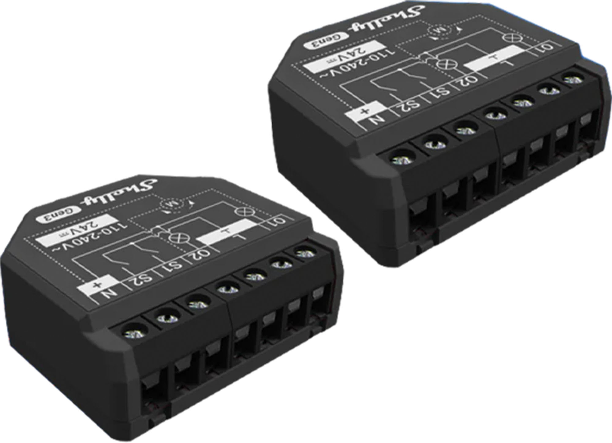 2 Shelly 2PM Gen3 WiFi/Bluetooth valdiklių rinkinys