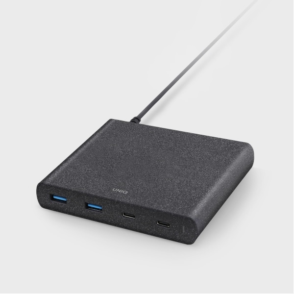 HUB Uniq Surge LITHOS Collective 90W 2xUSB-A QC 3.0 / 2xUSB-C PD 3.0 - juodas