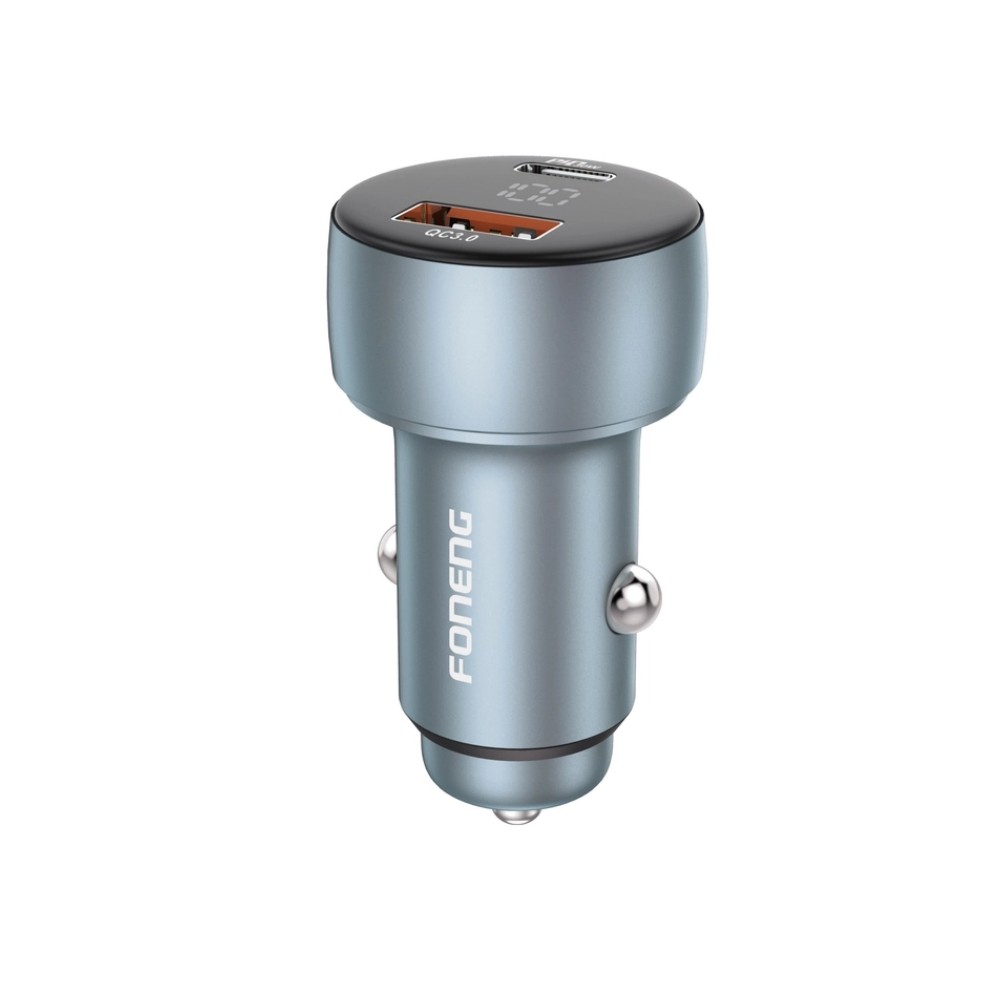 Automobilinis įkroviklis Foneng C18 48W USB-C/USB-A pilkas
