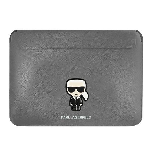 Karl Lagerfeld Saffiano Ikonik Karl dėklas 13-14" nešiojamam kompiuteriui - sidabrinis