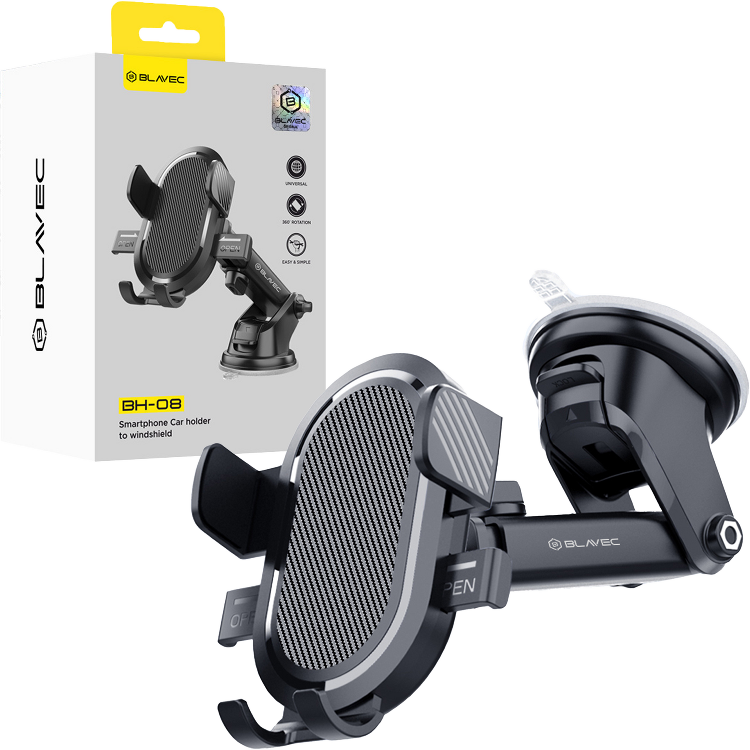 Blavec Automobilio laikiklis BH-08 prie priekinio stiklo / prietaisų skydo (BH08-WSB) juodas