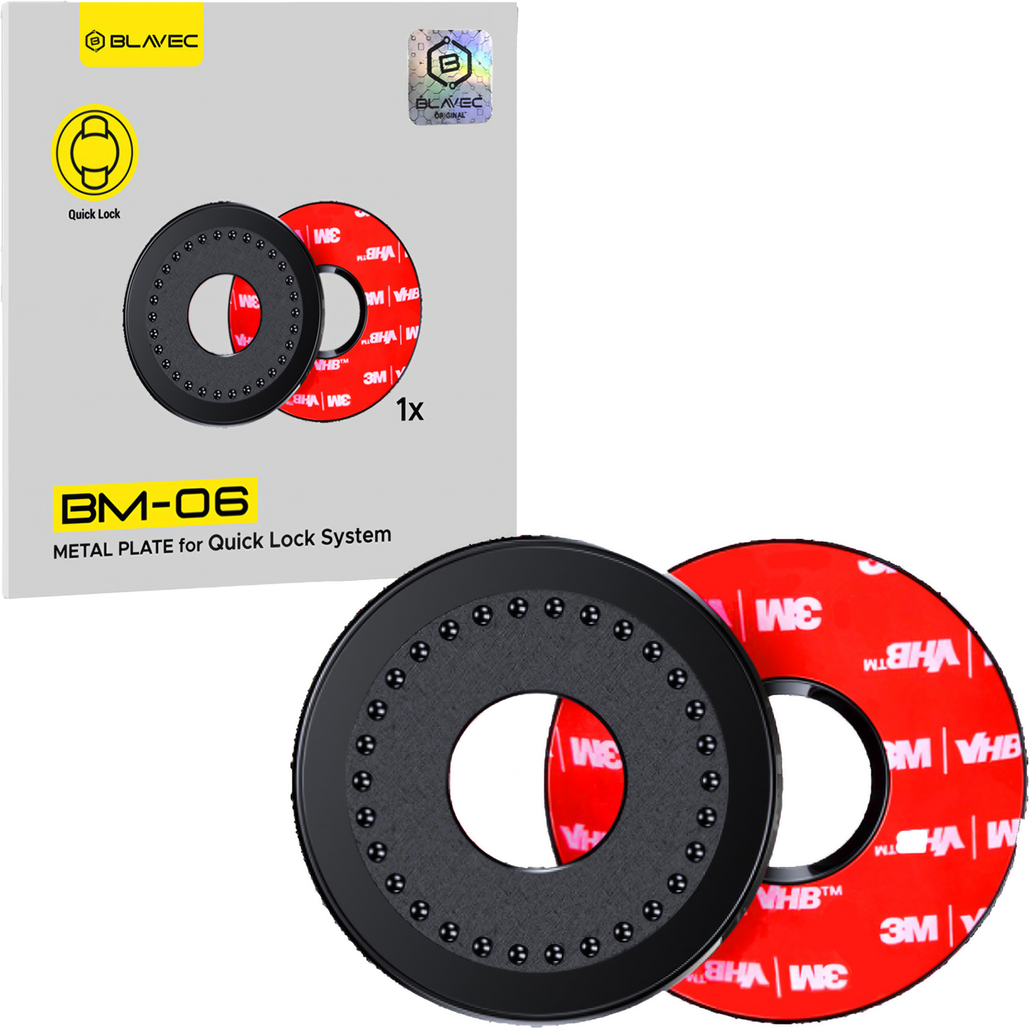 Blavec plokštelė laikikliui Quick Lock BM-06 žiedas juoda