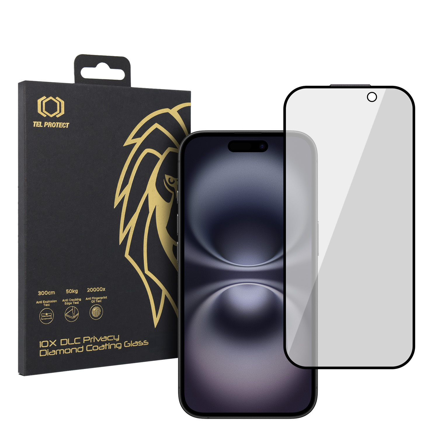 Grūdintas stiklas Tel Protect 10X Privacy DLC Diamond Coating skirtas Iphone 16
