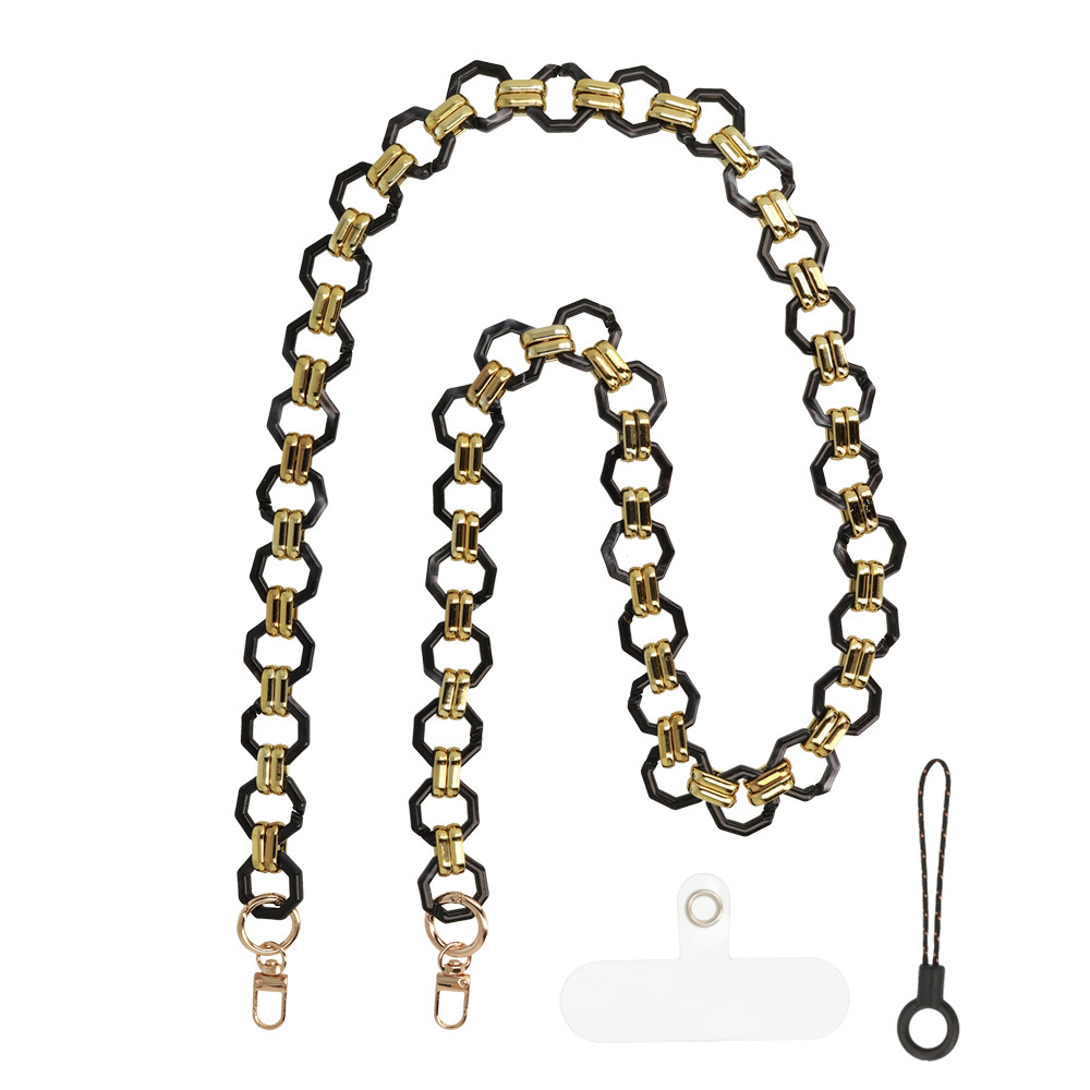 Telefono raištis 0809 juodas-auksinis