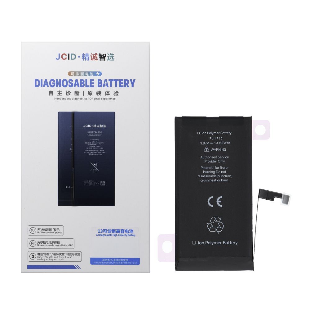 JCID Diagnosable Baterija iPhone 15 3520 mAh (didelė talpa)