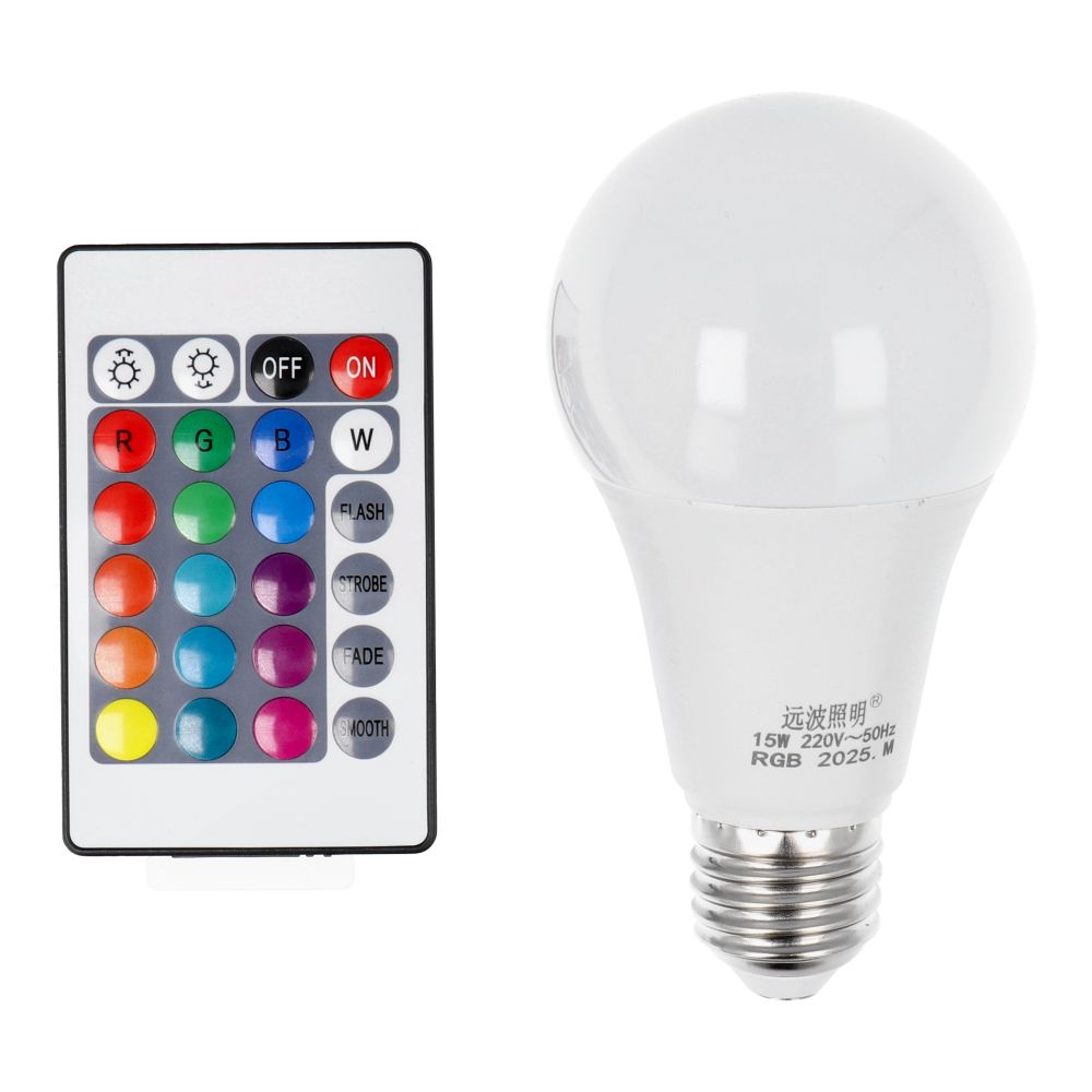 Light bulb LED RGB 15W E27 A65 multicolor