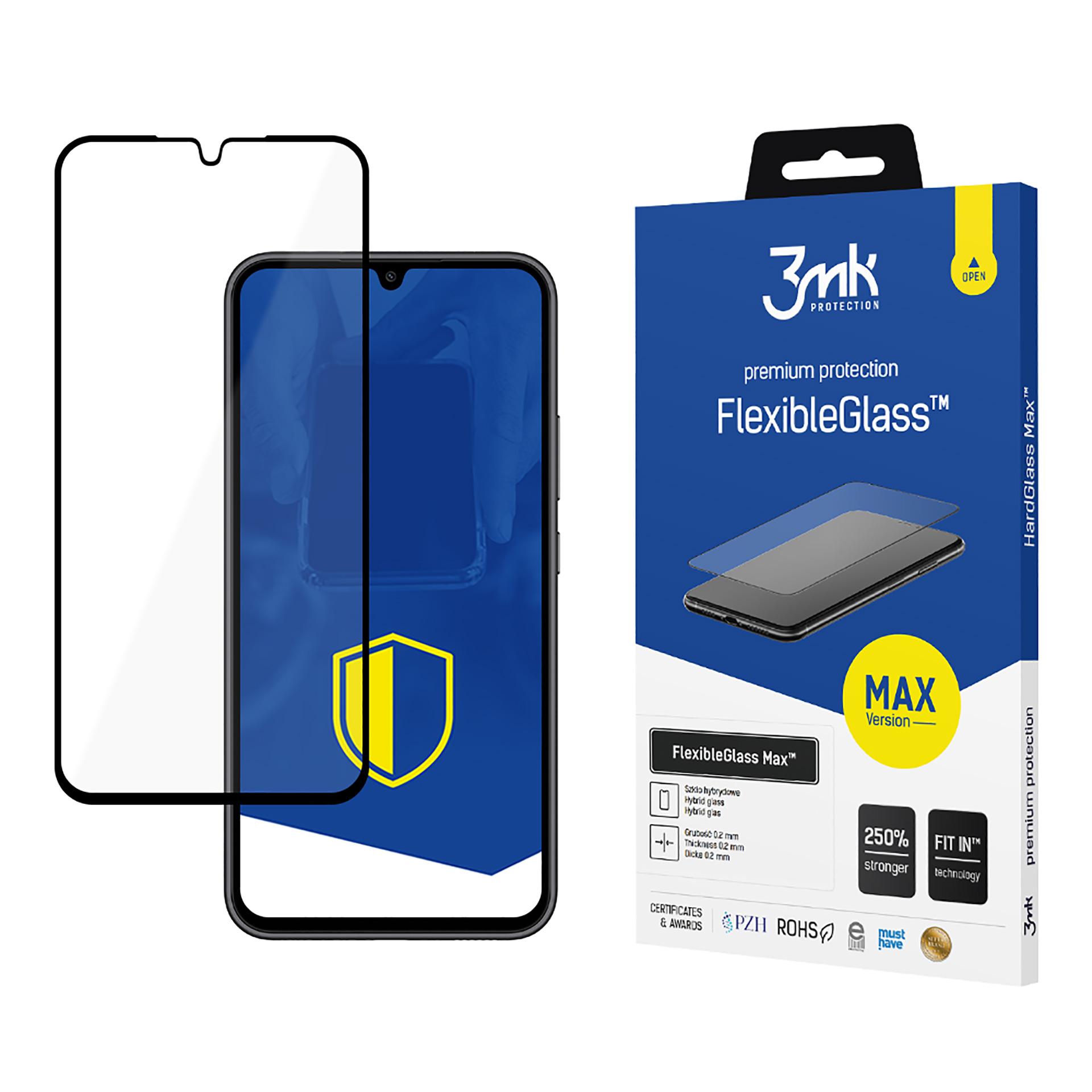 3mk FlexibleGlass Max juodas Hybrid Stiklas for Samsung Galaxy A34 5G