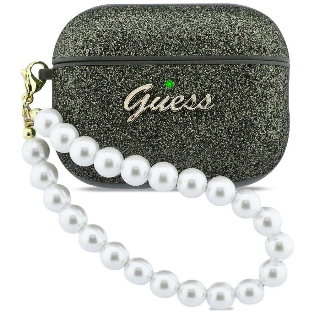 Guess Glitter Pearl Dirželis Dėklas for AirPods Pro 3 - juodas and Glitter