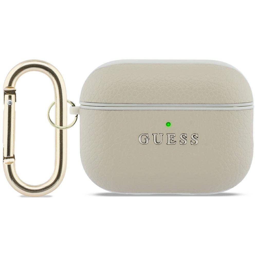 Guess Grained Classic Logo Hook dėklas for AirPods Pro 3 - auksinis