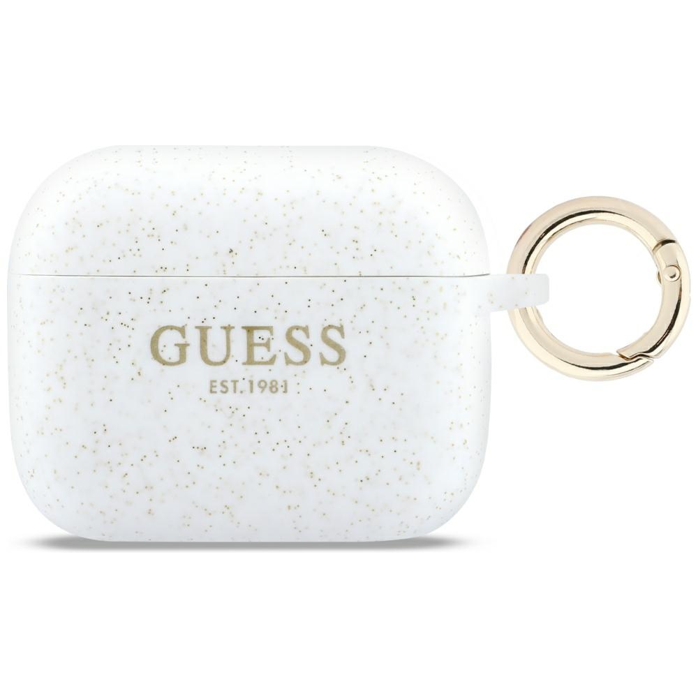 Guess Silikoninis Glitter Ring Dėklas for AirPods Pro 3 - baltas