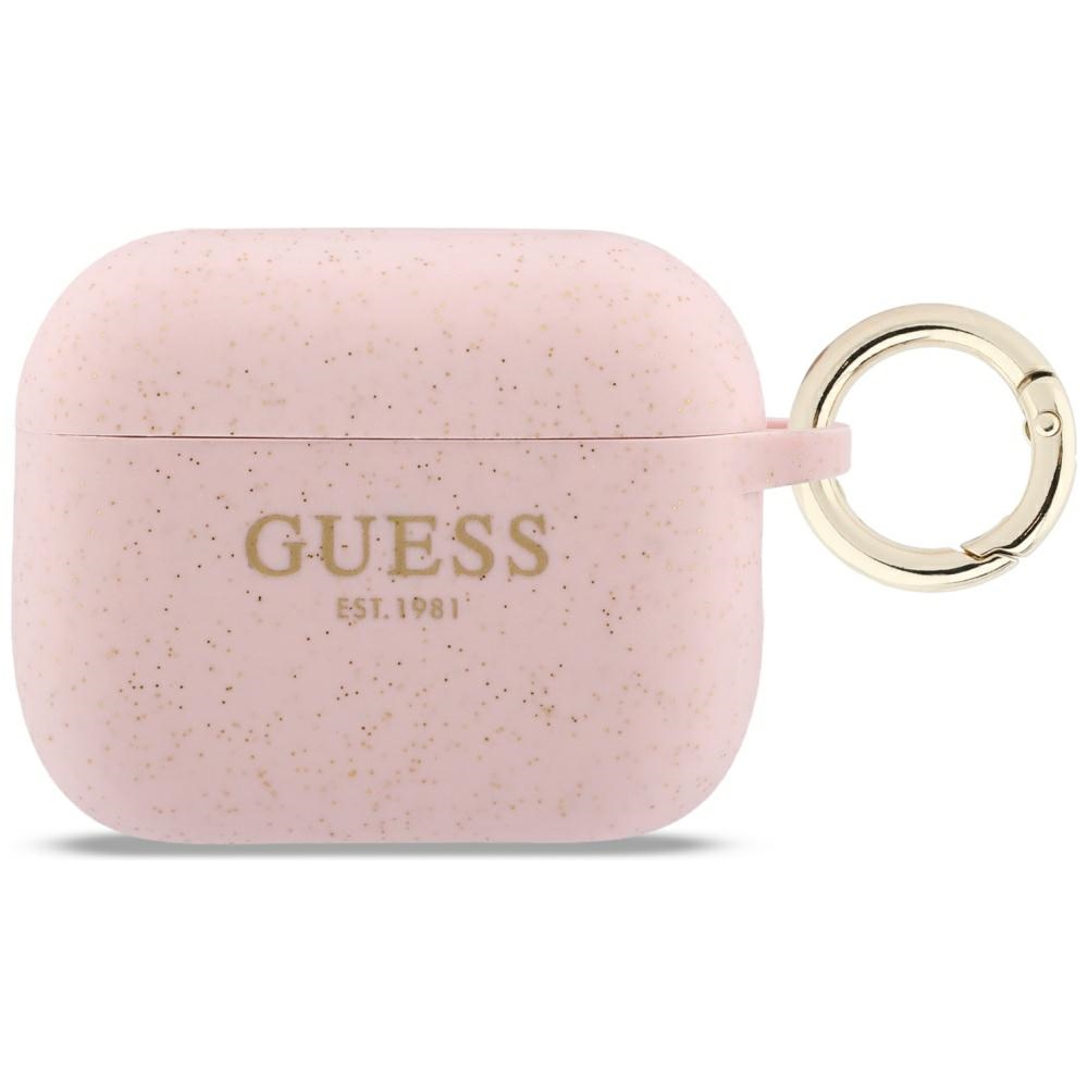 Guess Silikoninis Glitter Ring Dėklas for AirPods Pro 3 - rožinis